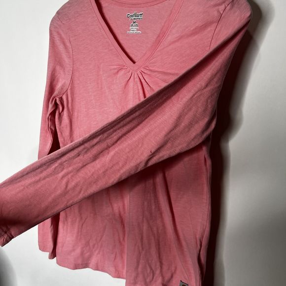Carhartt Long Sleeve T-Shirt V-Neck Light Pink Base Layer Women's Size Medium - Picture 2 of 12